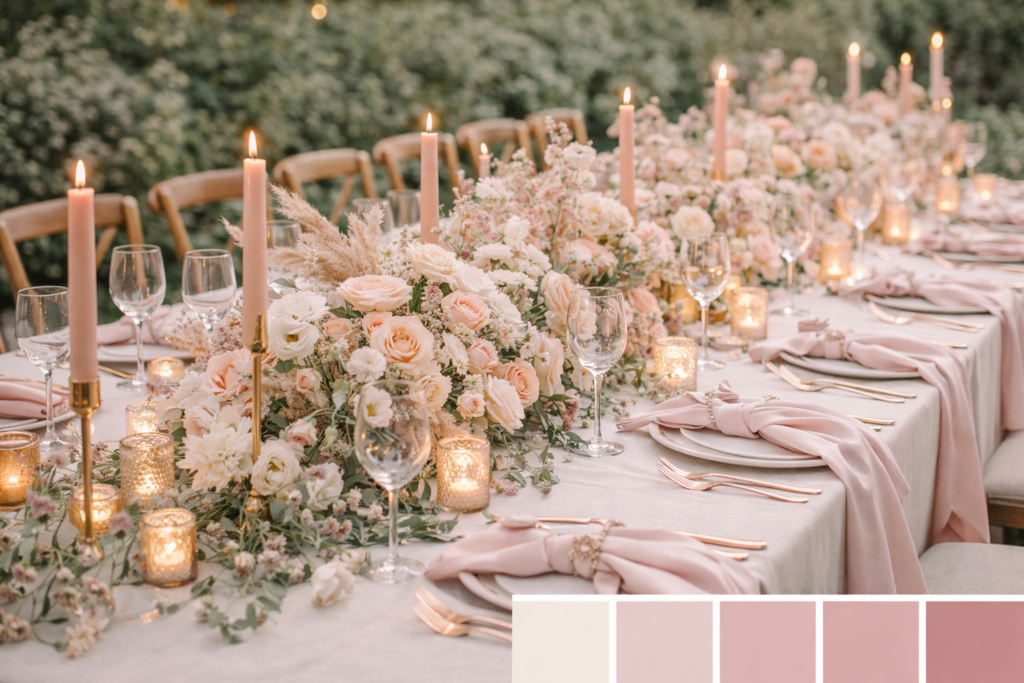 soft blush deko zur hochzeit
